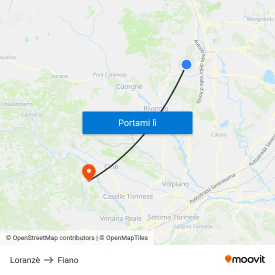 Loranzè to Fiano map