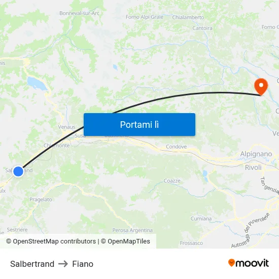Salbertrand to Fiano map