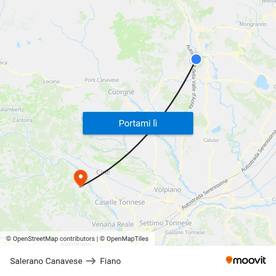 Salerano Canavese to Fiano map