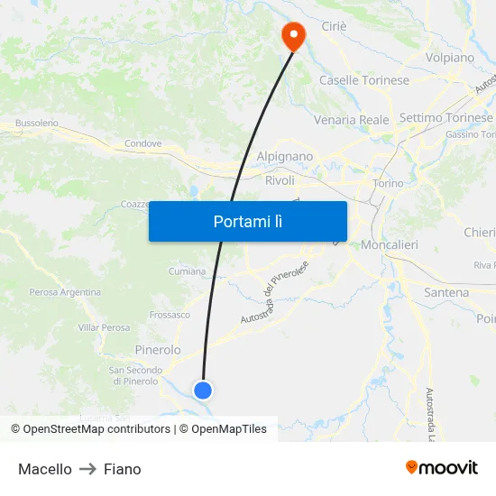 Macello to Fiano map
