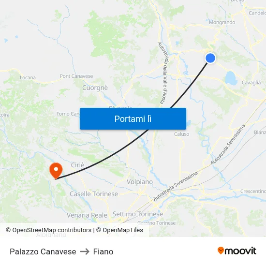 Palazzo Canavese to Fiano map