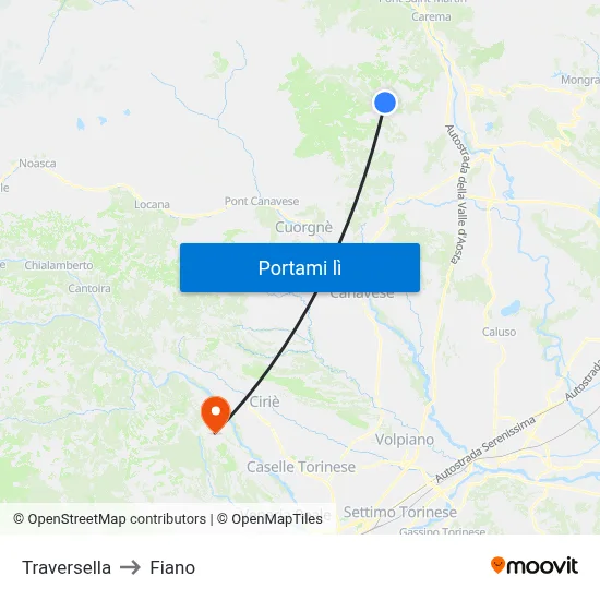 Traversella to Fiano map