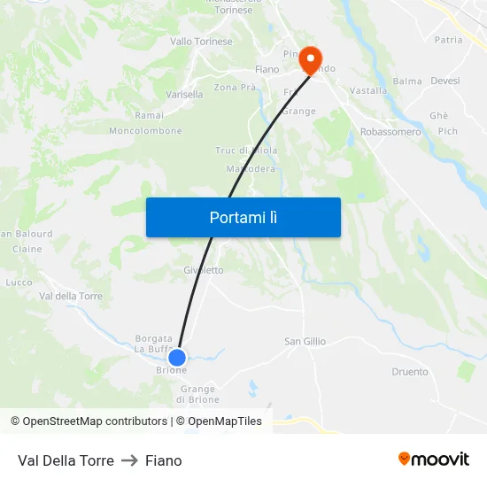 Val Della Torre to Fiano map