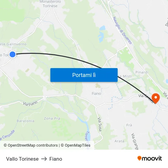 Vallo Torinese to Fiano map