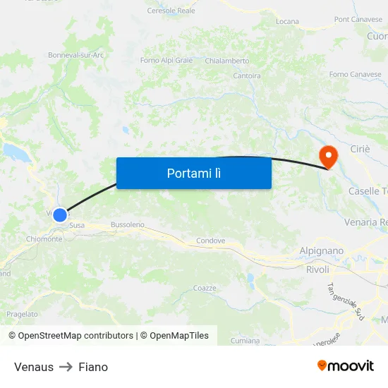 Venaus to Fiano map