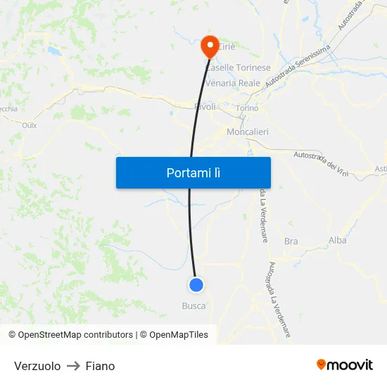 Verzuolo to Fiano map