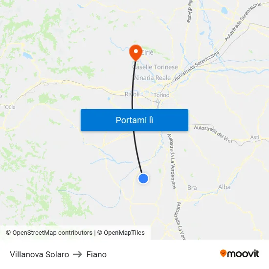 Villanova Solaro to Fiano map
