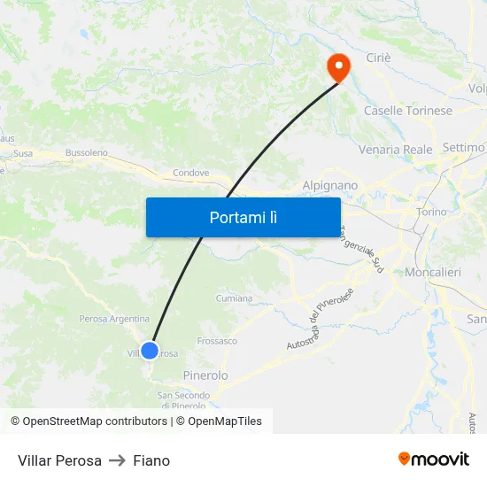 Villar Perosa to Fiano map
