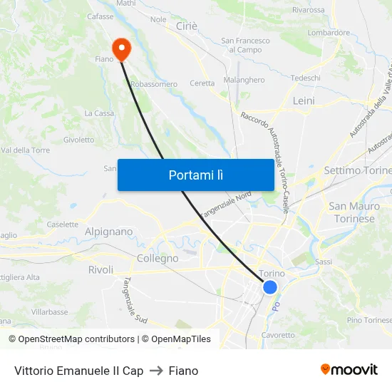 Vittorio Emanuele II Cap to Fiano map