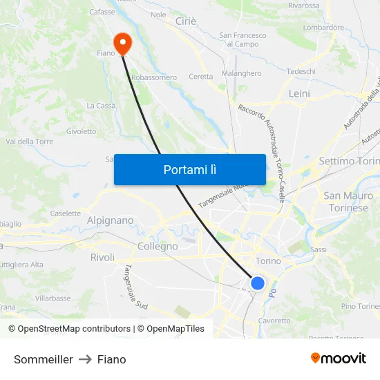 Sommeiller to Fiano map