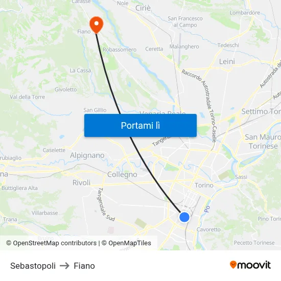 Sebastopoli to Fiano map