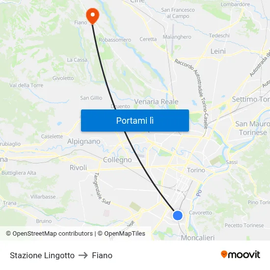 Stazione Lingotto to Fiano map