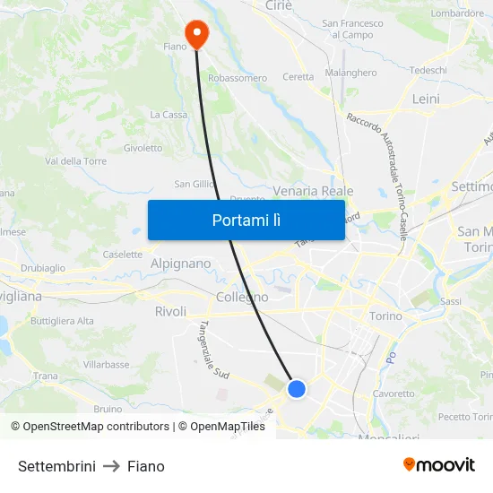 Settembrini to Fiano map