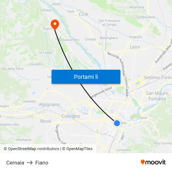 Cernaia to Fiano map