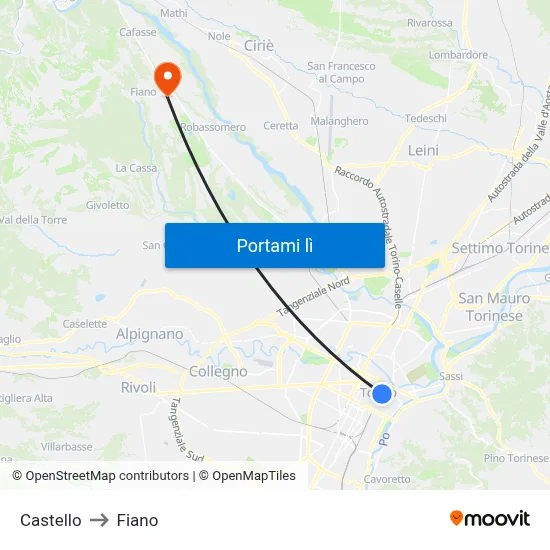 Castello to Fiano map