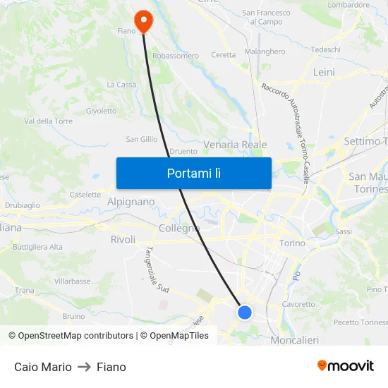 Caio Mario to Fiano map