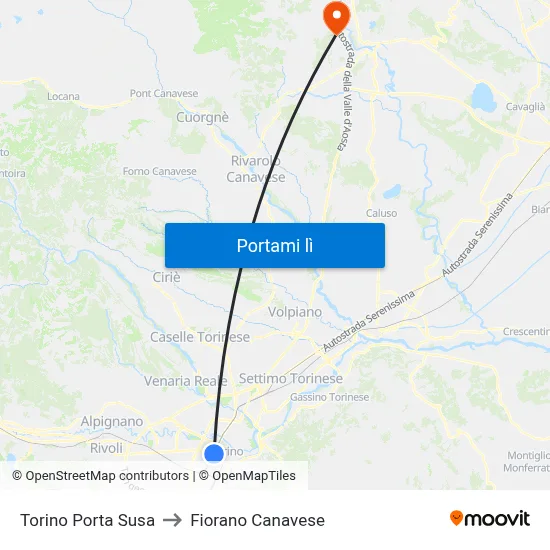 Torino Porta Susa to Fiorano Canavese map