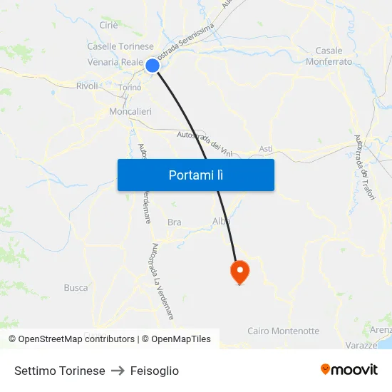 Settimo Torinese to Feisoglio map