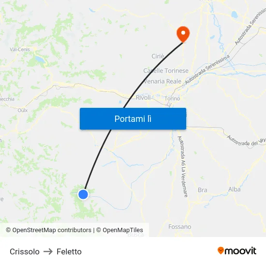 Crissolo to Feletto map
