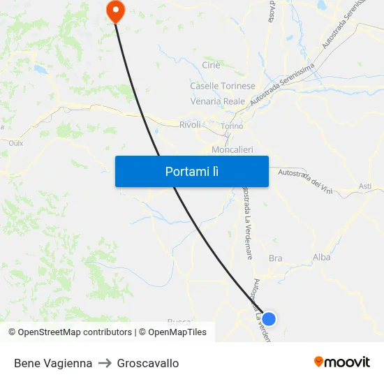 Bene Vagienna to Groscavallo map