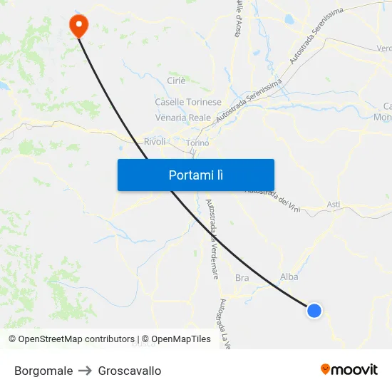 Borgomale to Groscavallo map