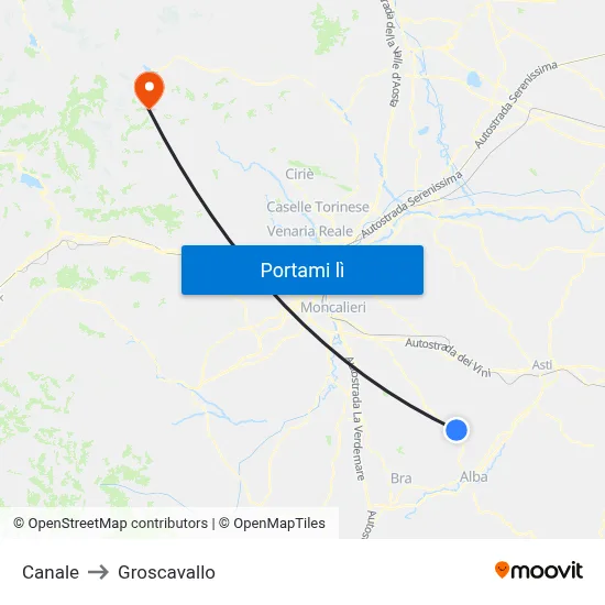 Canale to Groscavallo map