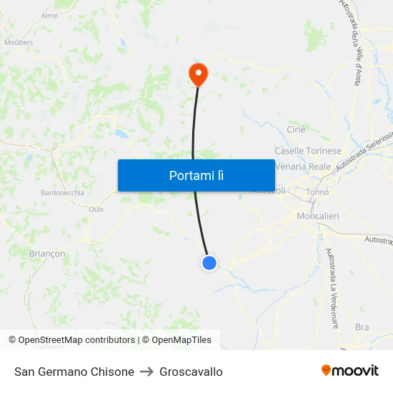 San Germano Chisone to Groscavallo map