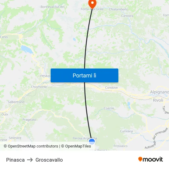 Pinasca to Groscavallo map