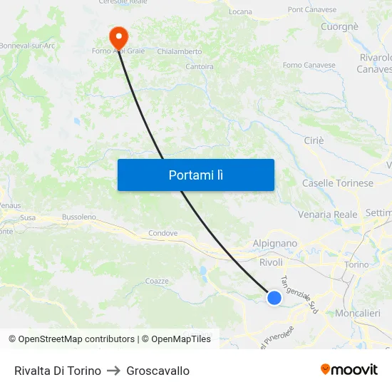 Rivalta Di Torino to Groscavallo map