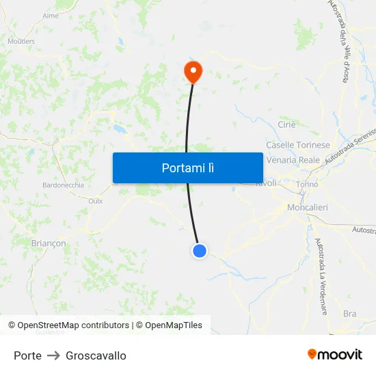Porte to Groscavallo map