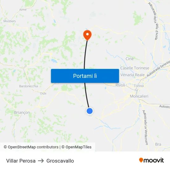 Villar Perosa to Groscavallo map