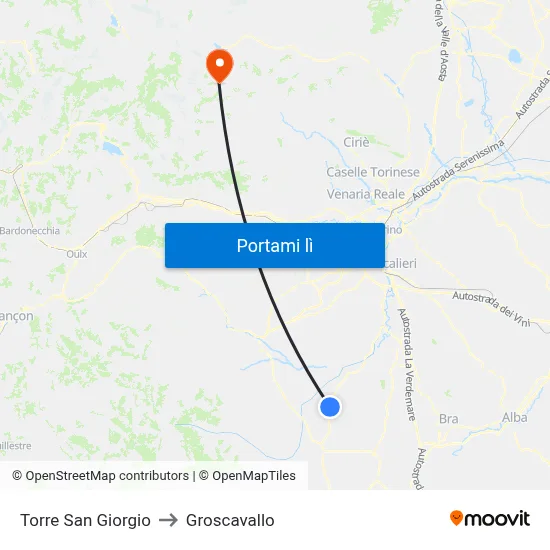 Torre San Giorgio to Groscavallo map