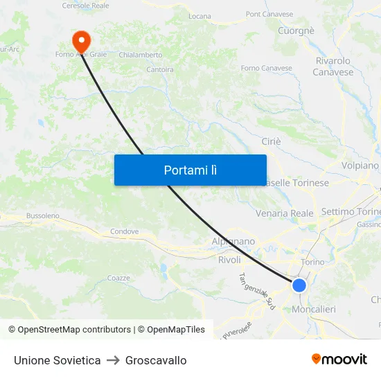 Unione Sovietica to Groscavallo map