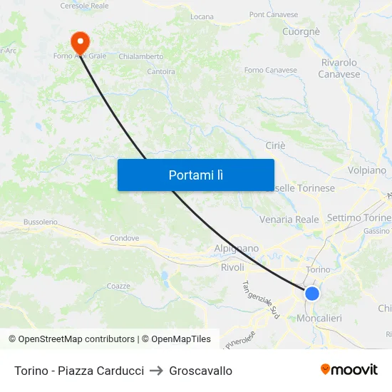 Torino - Piazza Carducci to Groscavallo map