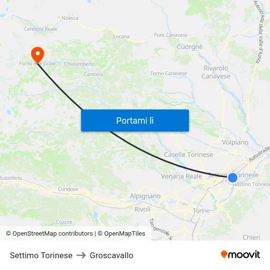 Settimo Torinese to Groscavallo map