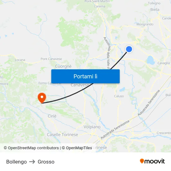 Bollengo to Grosso map