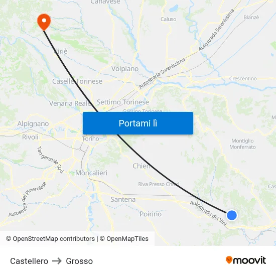 Castellero to Grosso map