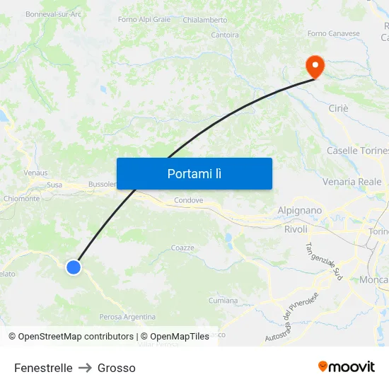 Fenestrelle to Grosso map