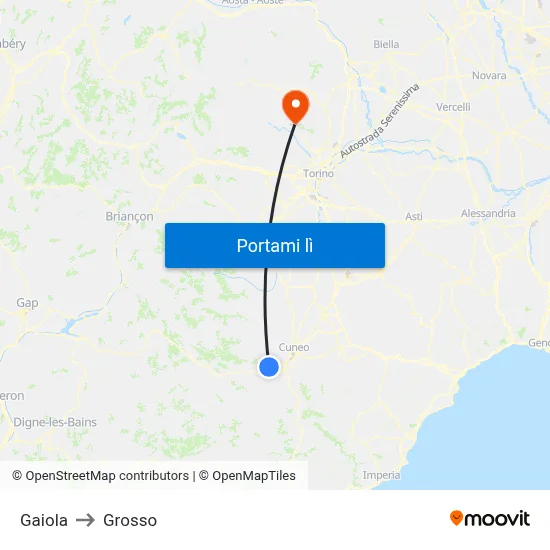 Gaiola to Grosso map