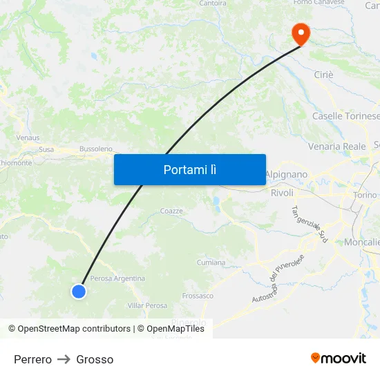 Perrero to Grosso map