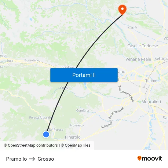 Pramollo to Grosso map