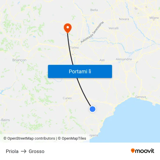 Priola to Grosso map