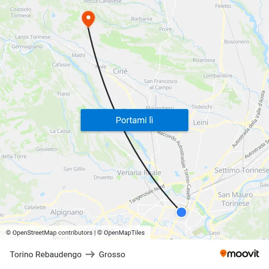 Torino Rebaudengo to Grosso map