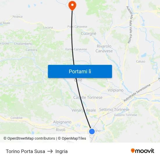 Torino Porta Susa to Ingria map