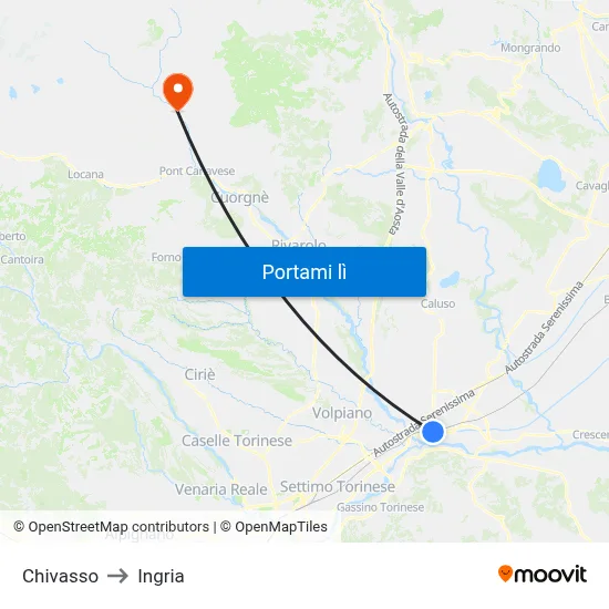 Chivasso to Ingria map