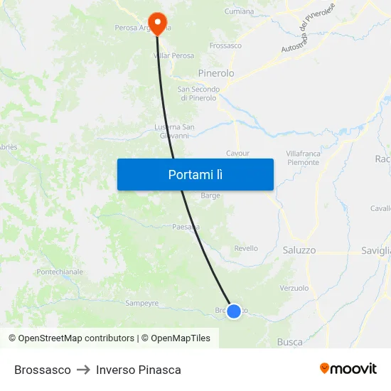Brossasco to Inverso Pinasca map