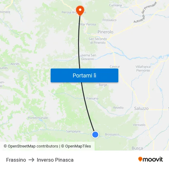 Frassino to Inverso Pinasca map