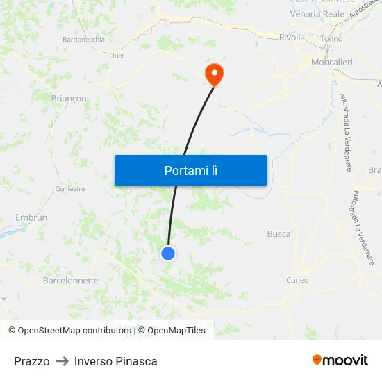 Prazzo to Inverso Pinasca map