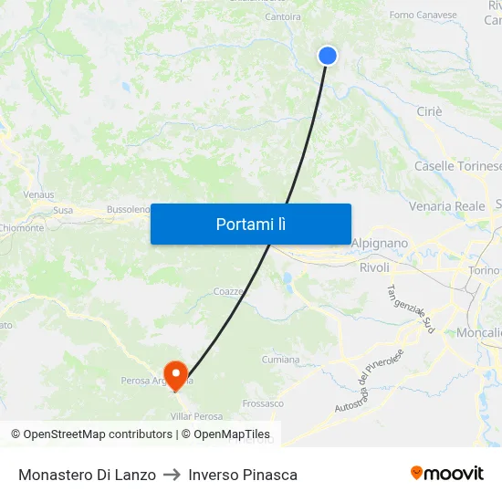 Monastero Di Lanzo to Inverso Pinasca map