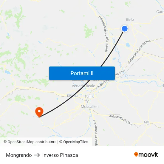 Mongrando to Inverso Pinasca map